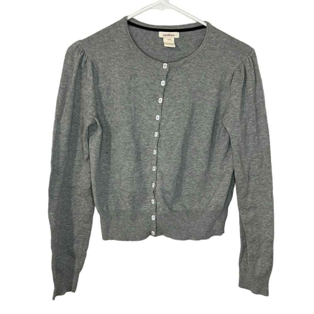 Sundance Grey Cardigan Sweater with marbled buttons
